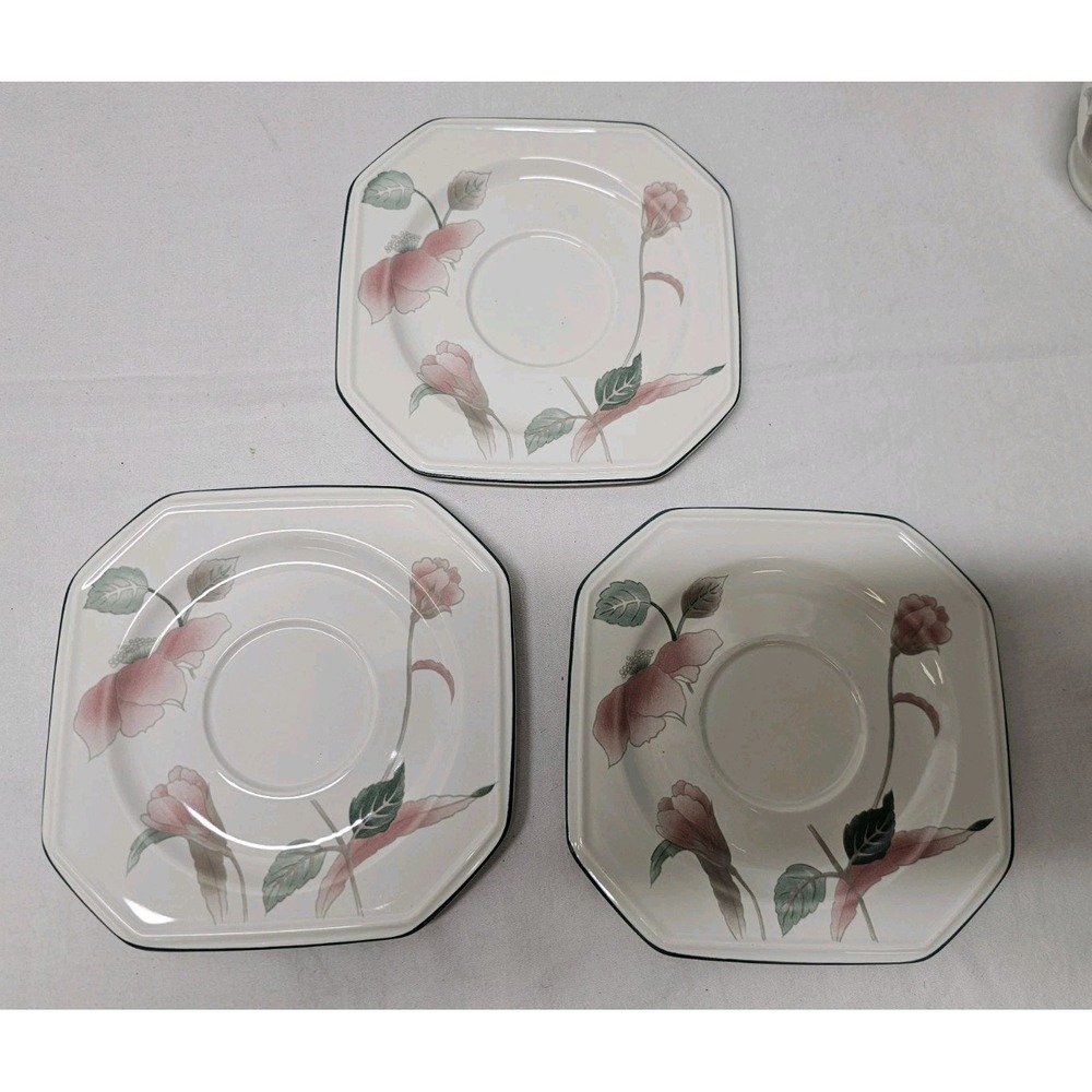 3 Mikasa Continental Silk Flowers Footed Cup & Saucer Sets F3003 8oz Japan I24 - Picture 3 of 8